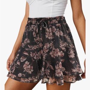 Amazon Black Floral Mini Skirt